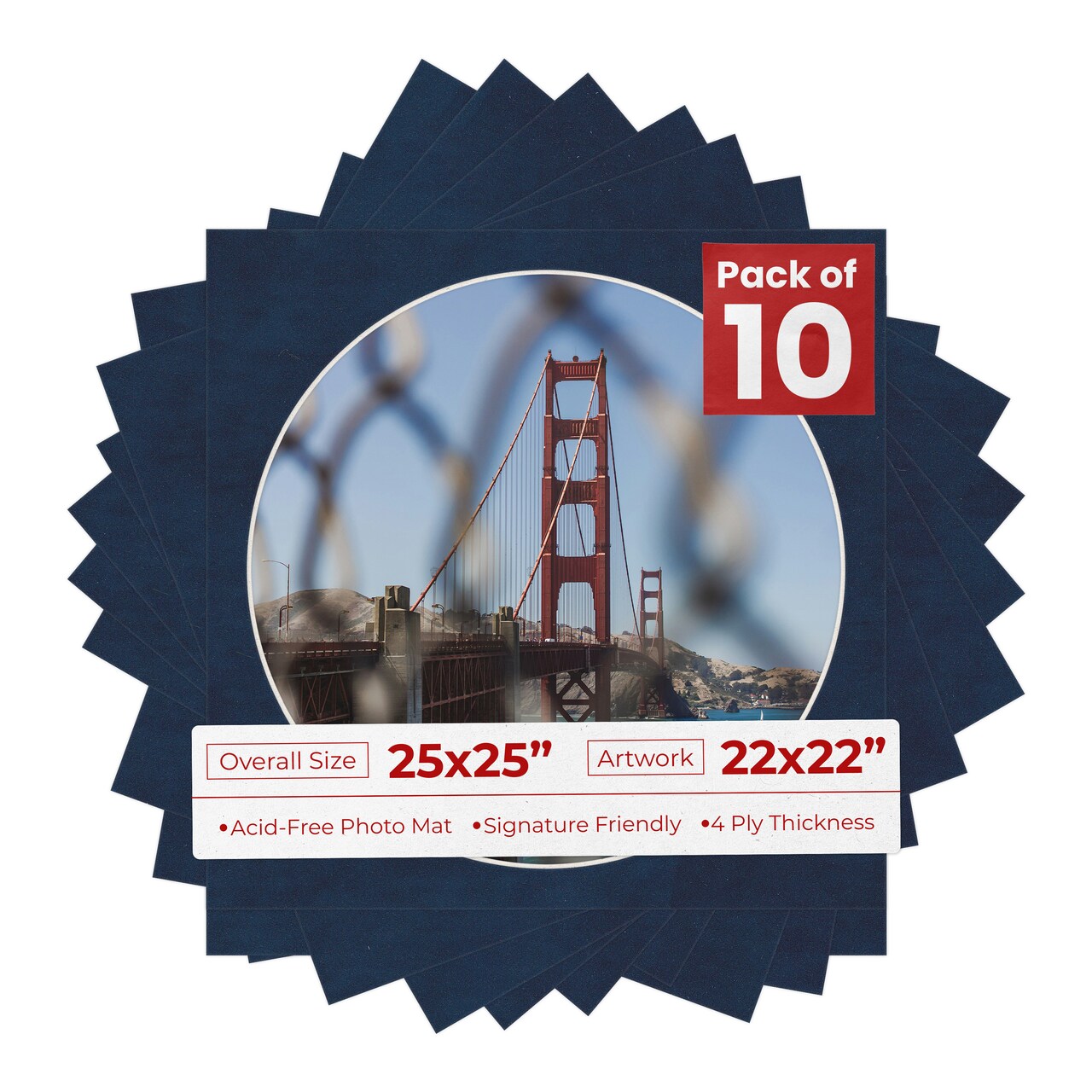 Navy Suede Mat Board for 25x25 Frames - Circle Opening for 22x22 Photos